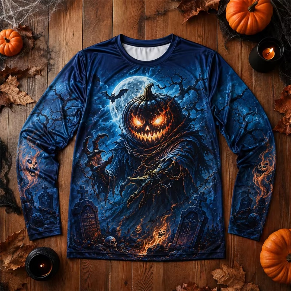ハロウィーン 3Dプリント 怖いカボチャのモンスターとコウモ - Tee Graphic Print のレビューと価格
