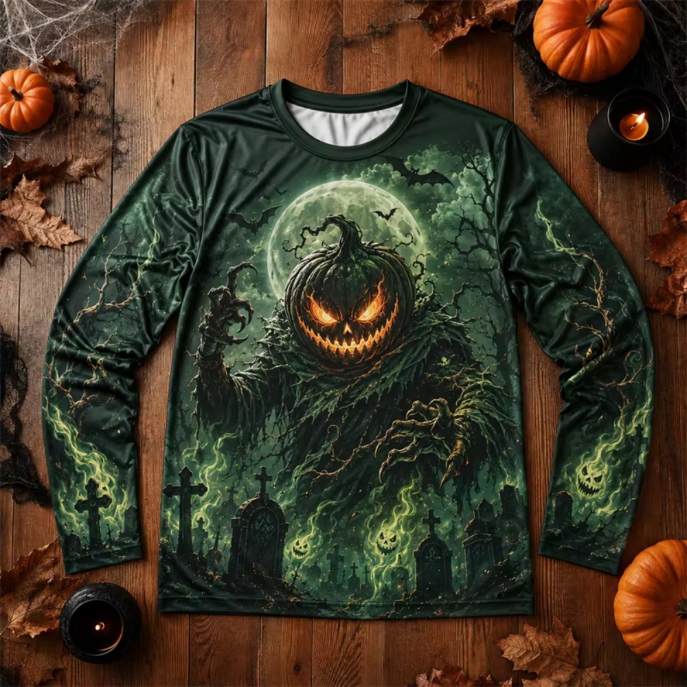 ハロウィーン 3Dプリント 怖いカボチャのモンスターとコウモ - Tee Graphic Print のレビューと価格