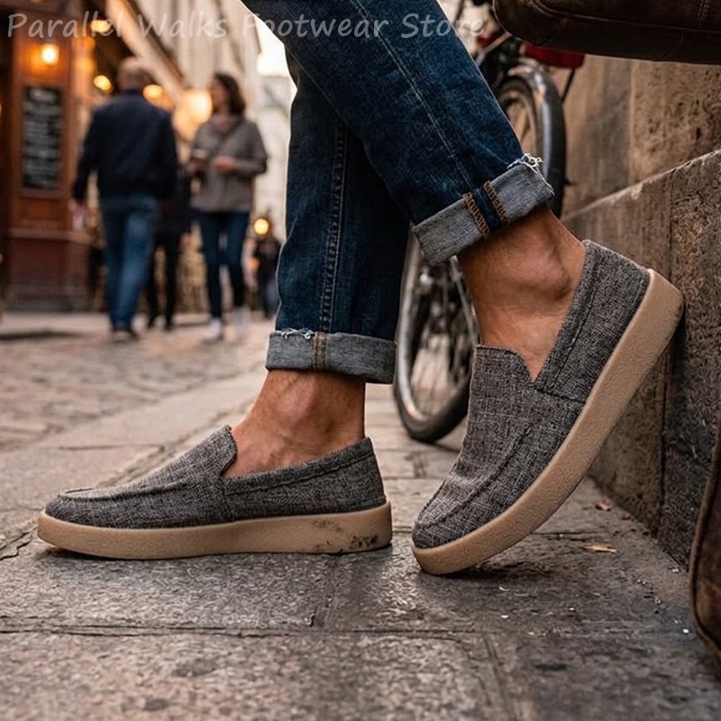 メンズキャンバススリッポンローファー、通気性のあるカジュアル - Espadrille Slip On のレビューと価格