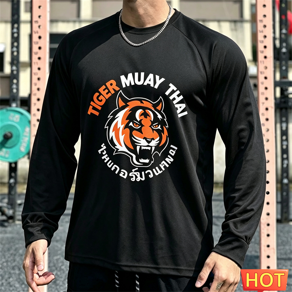 ムエタイ メンズ 長袖Tシャツ 秋用 メンズ コットンTシャ - Tee Graphic Print のレビューと価格